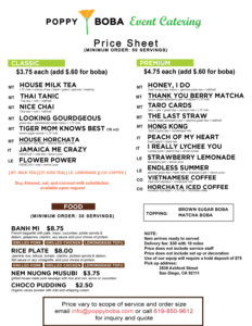 catering price sheet
